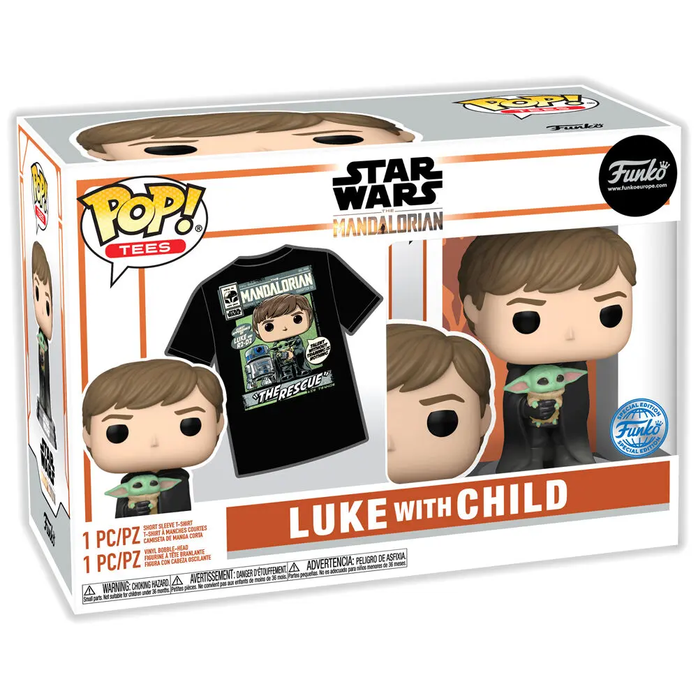 Funko POP &amp; Tee figura és póló csomag The Mandalorian Luke with Child Exkluzív termékfotó