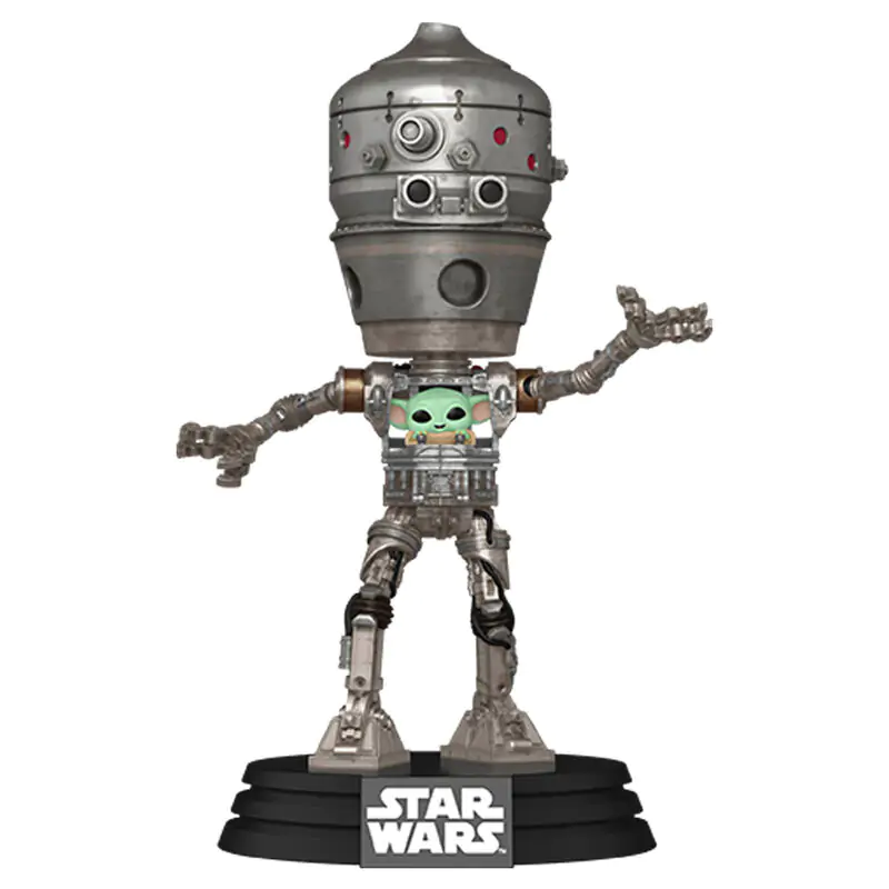 Star Wars: The Mandalorian Funko POP! Deluxe Vinyl Bobblehead figura IG-12 with Grogu 17 cm termékfotó