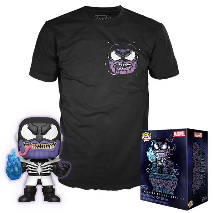 Funko POP figura és póló csomag Marvel Venom Venomized Thanos Exkluzív termékfotó