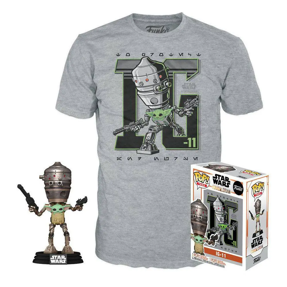 Funko POP! figura és póló csomag Star Wars The Mandalorian IG-11 with the Child termékfotó