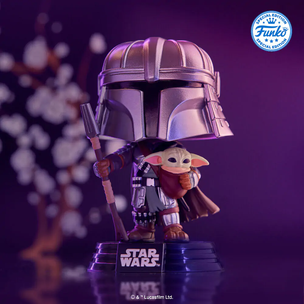 Funko POP figura Star Wars Impressions Mandalorian with Grogu Exkluzív termékfotó
