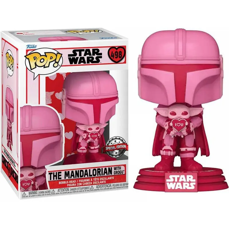 Funko POP figura Star Wars Valentines Mandalorian With Grogu Exkluzív termékfotó