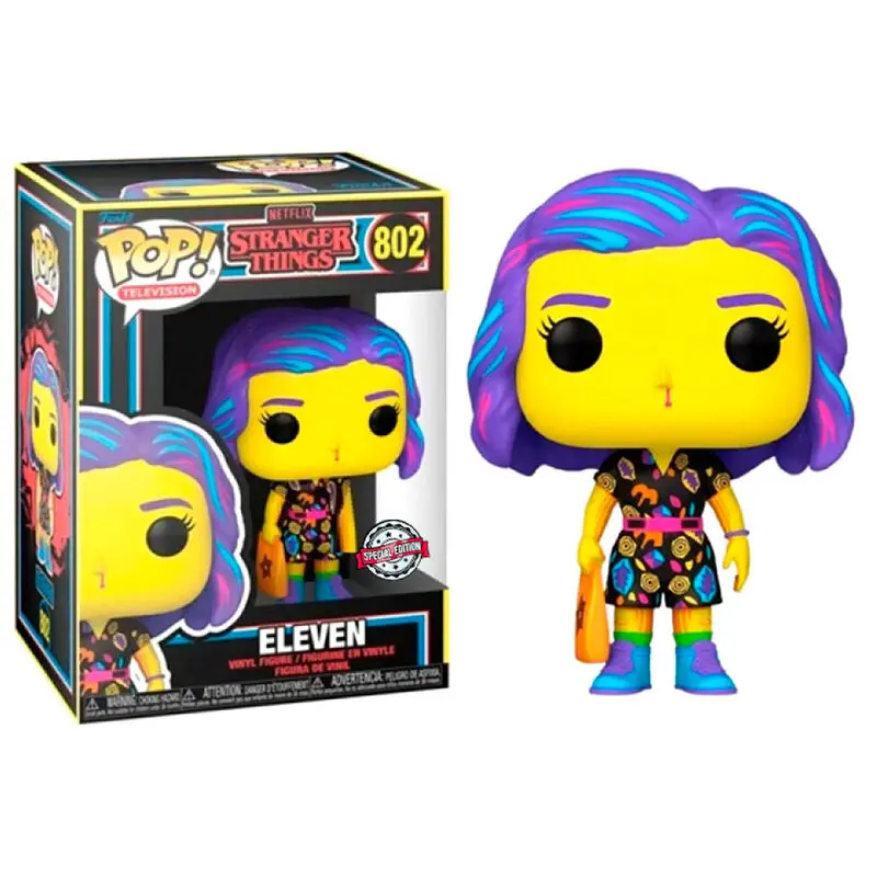 Funko POP figura Stranger Things Eleven in Mall Outfit Black Light Exkluzív termékfotó