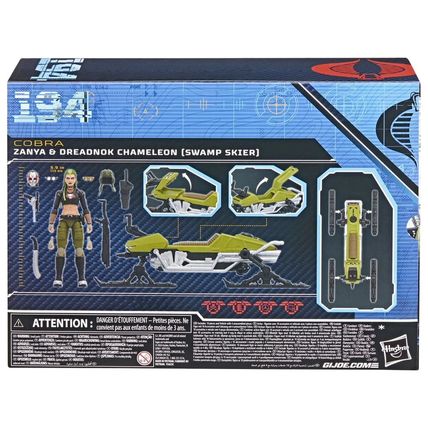 G.I. Joe Classified Series #194 Zanya and Dreadnok Chameleon (Swamp Skier) akciófigura és jármű csomag 15 cm termékfotó