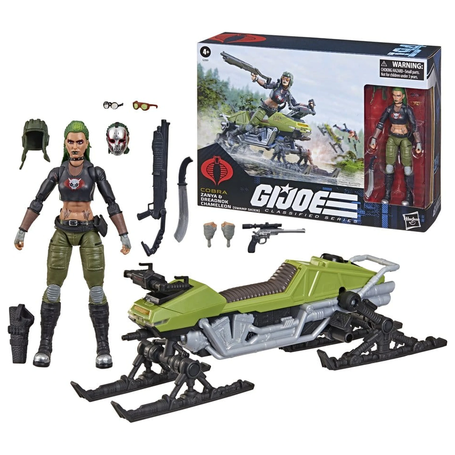 G.I. Joe Classified Series #194 Zanya and Dreadnok Chameleon (Swamp Skier) akciófigura és jármű csomag 15 cm termékfotó