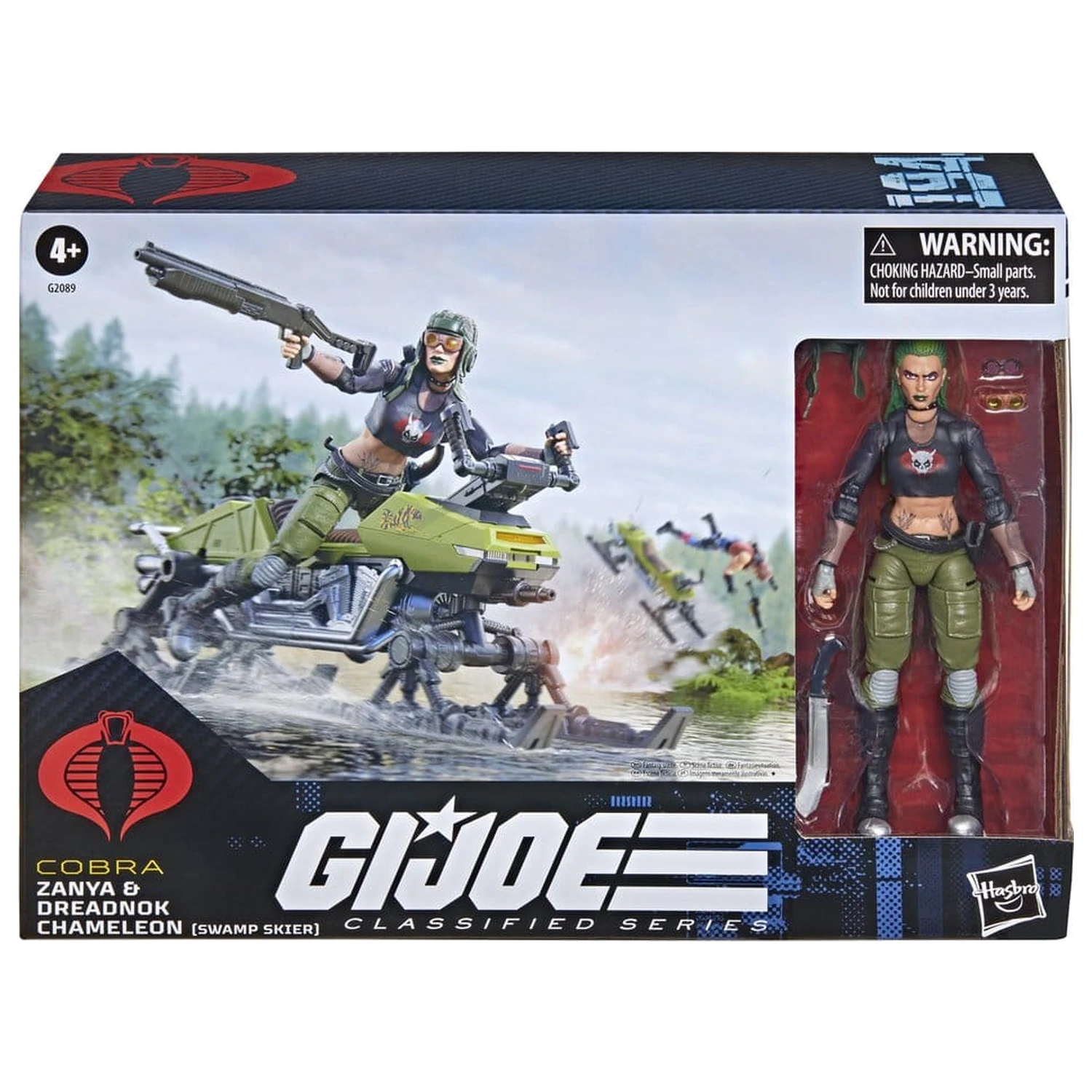 G.I. Joe Classified Series #194 Zanya and Dreadnok Chameleon (Swamp Skier) akciófigura és jármű csomag 15 cm termékfotó