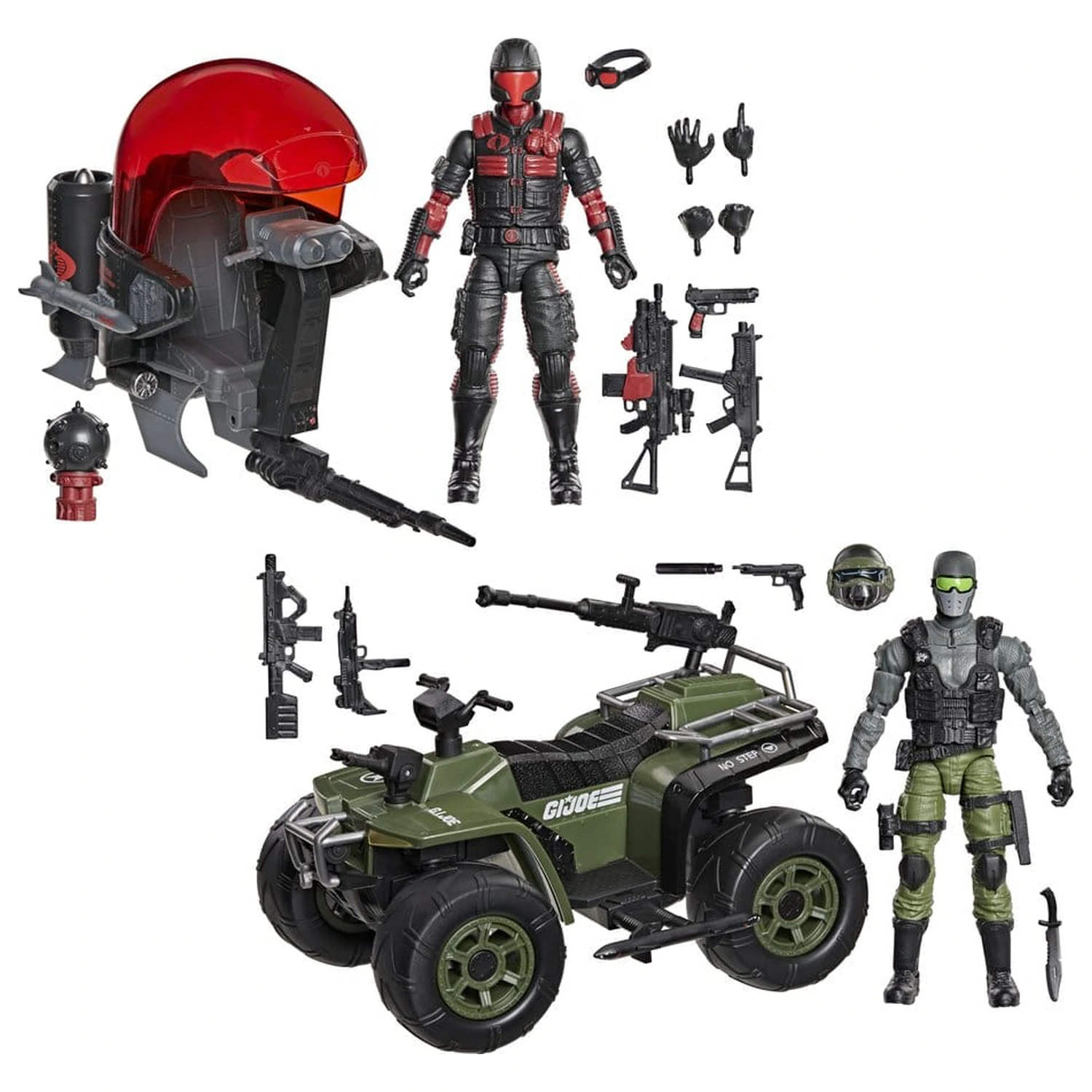 G.I. Joe Classified Series Snake Eyes & Varmint ATV vs. Stealth Viper & Cobra Stealth Flight Pod (Trubble Bubble) akciófigura és jármű csomag 15 cm termékfotó