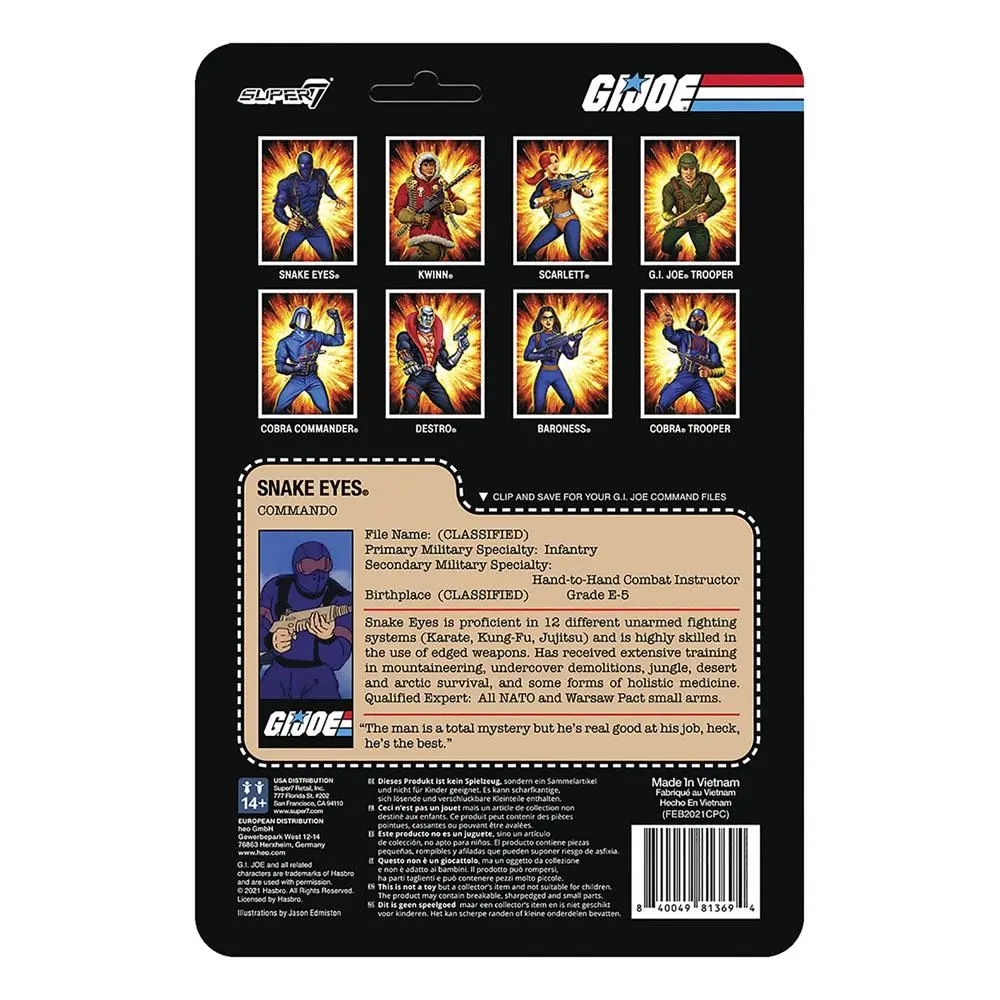 G.I. Joe ReAction Snake Eyes (RAH) akciófigura 10 cm termékfotó
