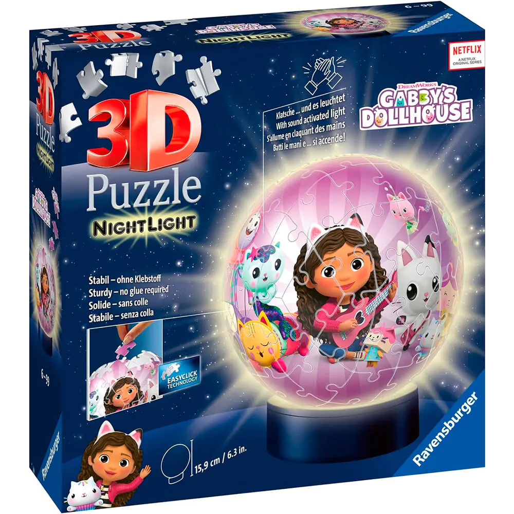 Gabi babaháza 3D lámpa éjszakai fény puzzle 74db-os termékfotó