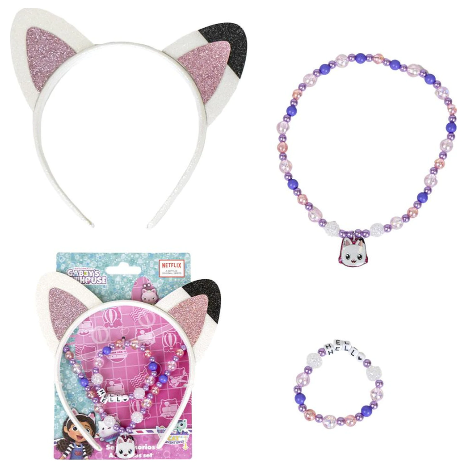 Gabi babaháza Cat Ears ékszer és hajpánt szett termékfotó
