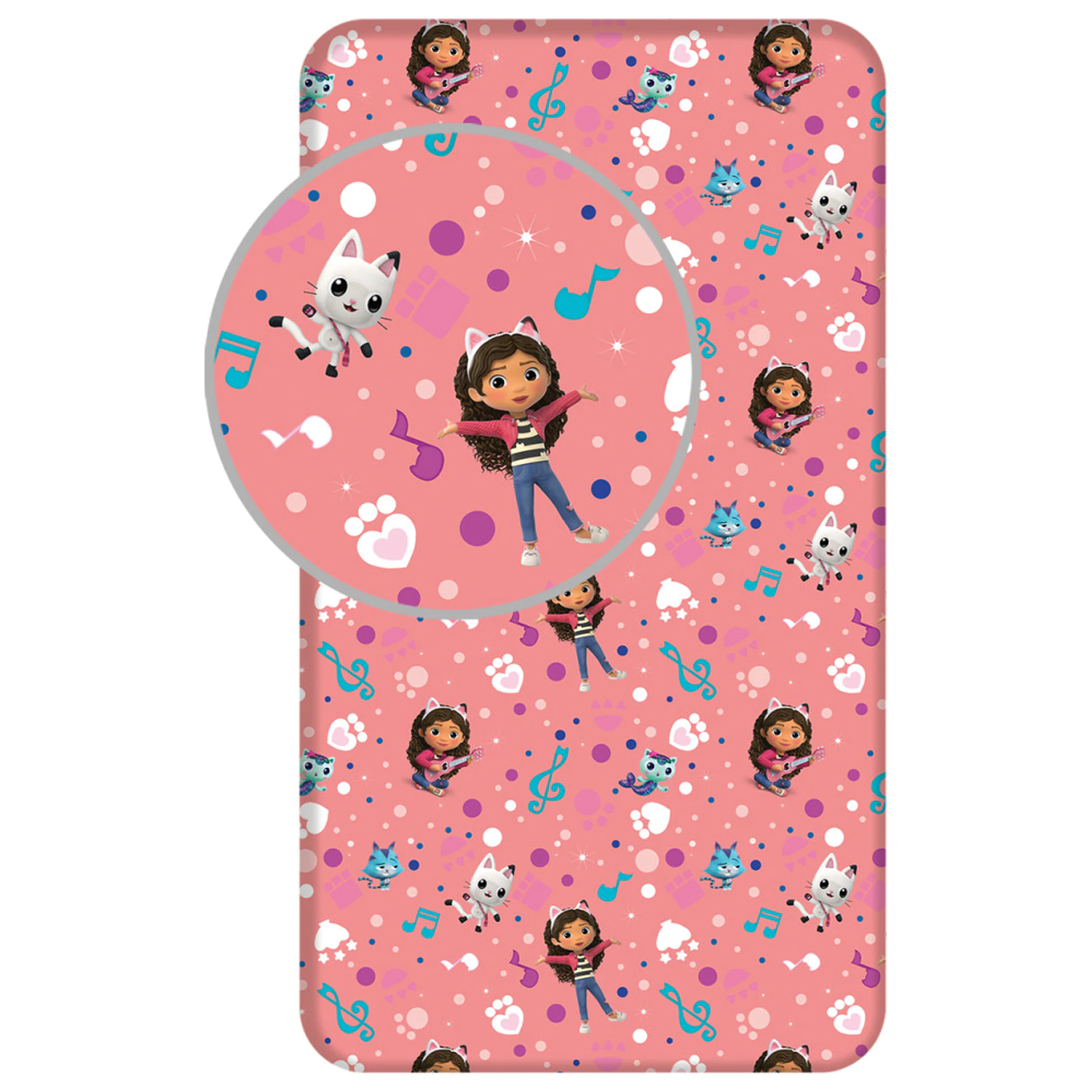 Gabi babaháza Music gumis lepedő 90x200 cm termékfotó