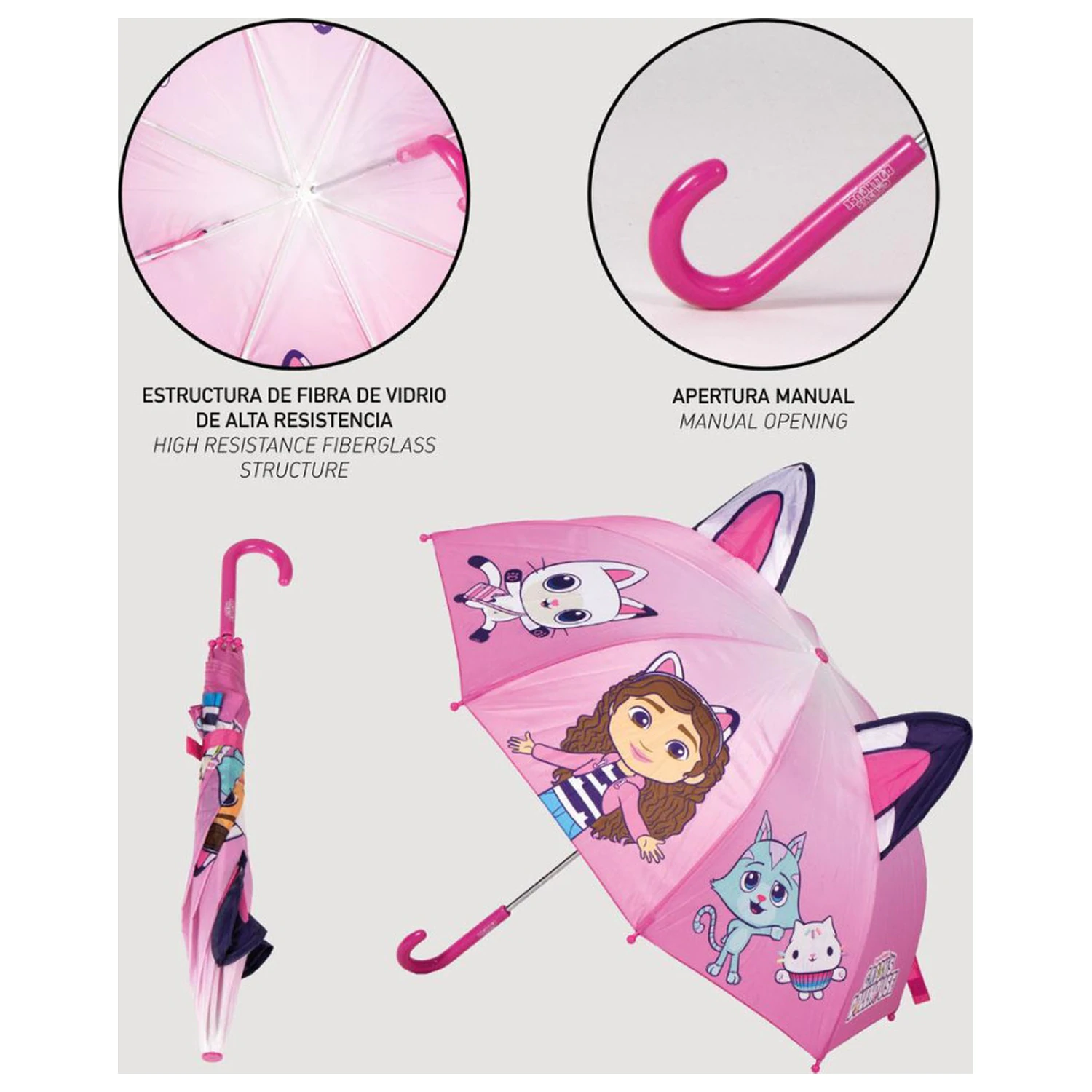 Gabi babaháza Pink gyerek esernyő füllel Ø71 cm termékfotó