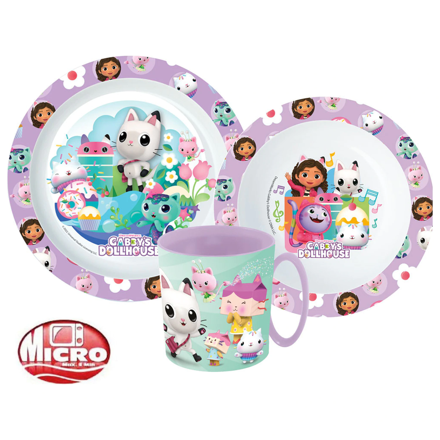 Gabi babaháza Wonderland étkészlet, micro műanyag szett bögrével 350 ml termékfotó