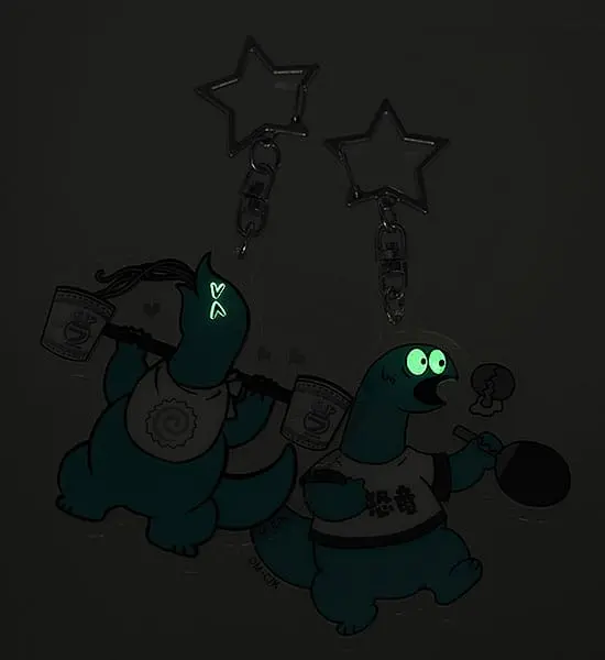 Gal &amp; Dino GoodSmile Moment Glow-in-the-Dark Weightlifting kulcstartó 7 cm termékfotó