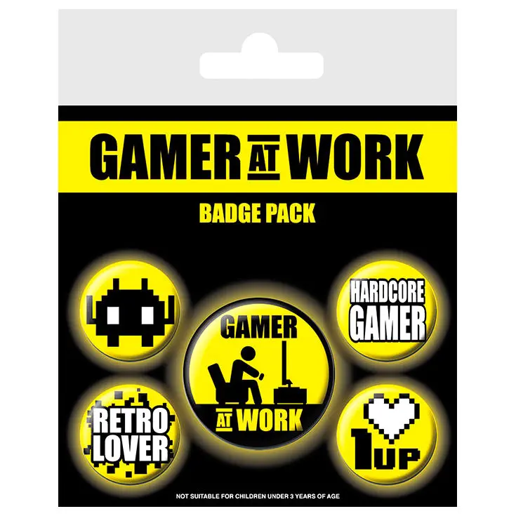 Gaming Gamer at Work csomag 5 kitűző termékfotó