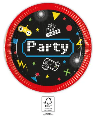 Gaming Party papírtányér 8 db-os 20 cm FSC termékfotó