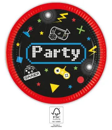 Gaming Party papírtányér 8 db-os 23 cm FSC termékfotó