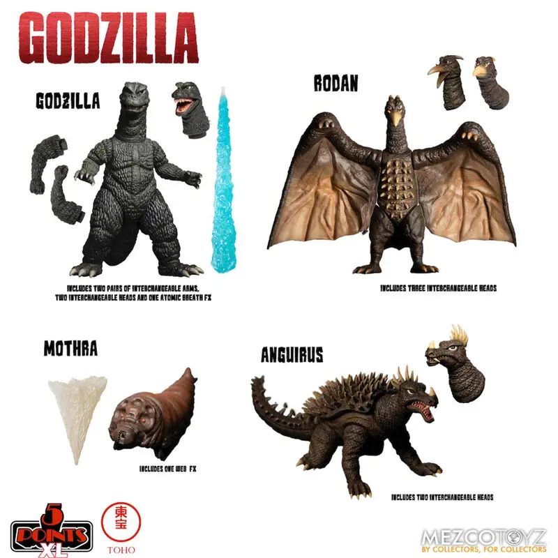 Godzilla: Destroy All Monsters 5 Points XL Godzilla 1968 4db-os figura csomag termékfotó