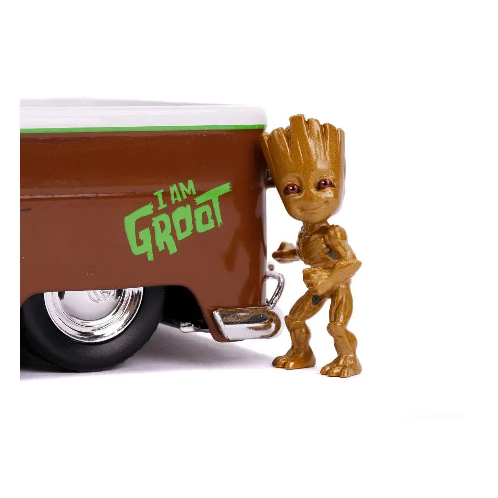 Guardians of the Galaxy Hollywood Rides Diecast Model 1/24 1962 Volkswagen Bus és figura termékfotó
