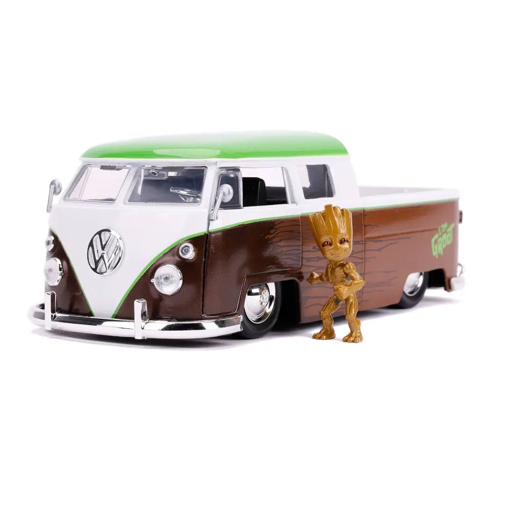 Guardians of the Galaxy Hollywood Rides Diecast Model 1/24 1962 Volkswagen Bus és figura termékfotó
