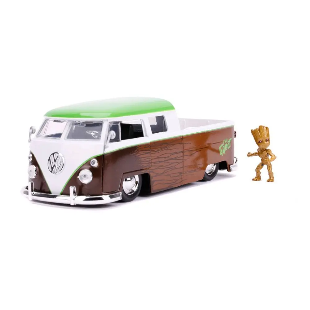 Guardians of the Galaxy Hollywood Rides Diecast Model 1/24 1962 Volkswagen Bus és figura termékfotó