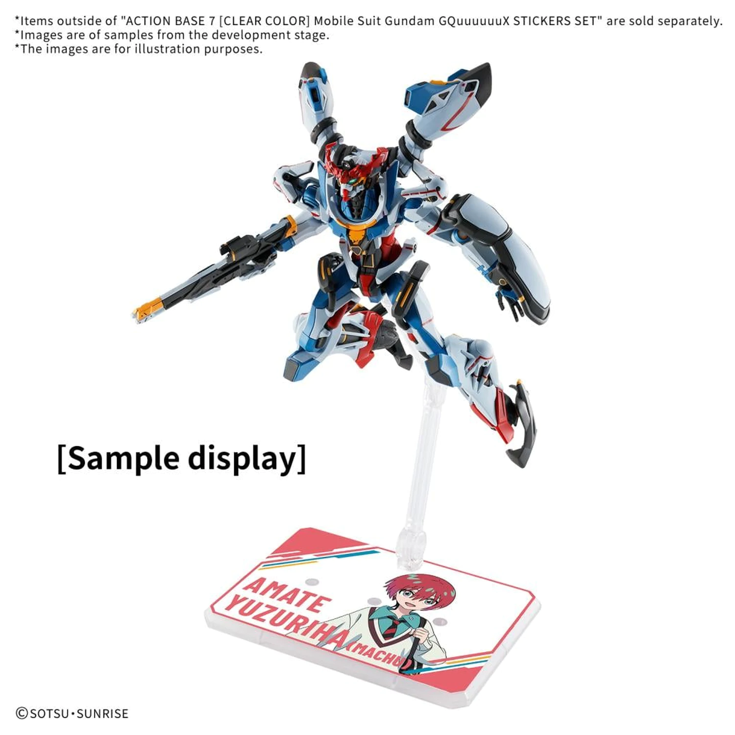 GUNDAM Action Base 7 Clear Color Mobile Suit GQuuuuuuX állvány és matrica csomag termékfotó