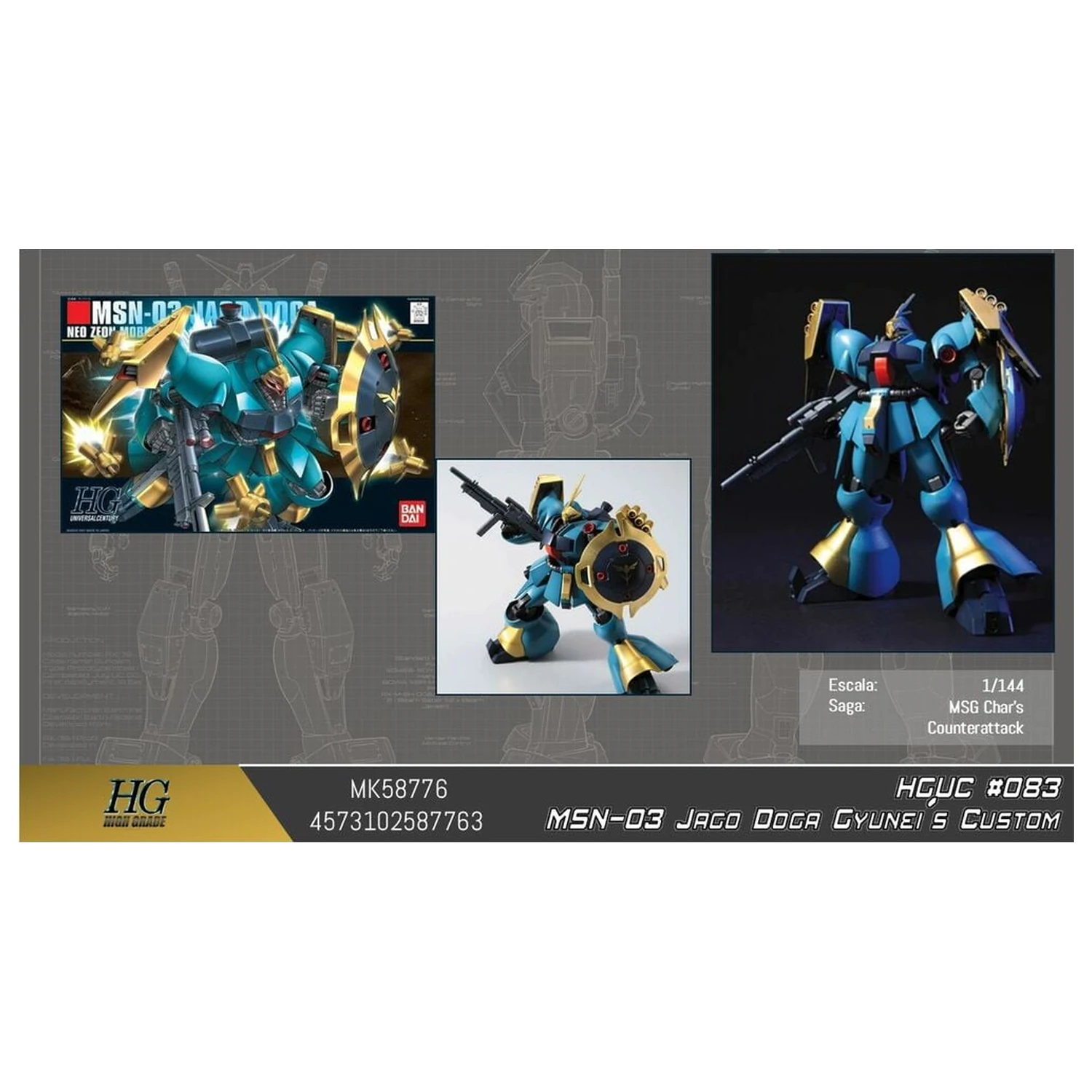 Gundam Char's Counterattack MSN-03 Jagd Doga Gyunei Guss Custom Mobile Suit modell készlet HGUC 1/144 termékfotó