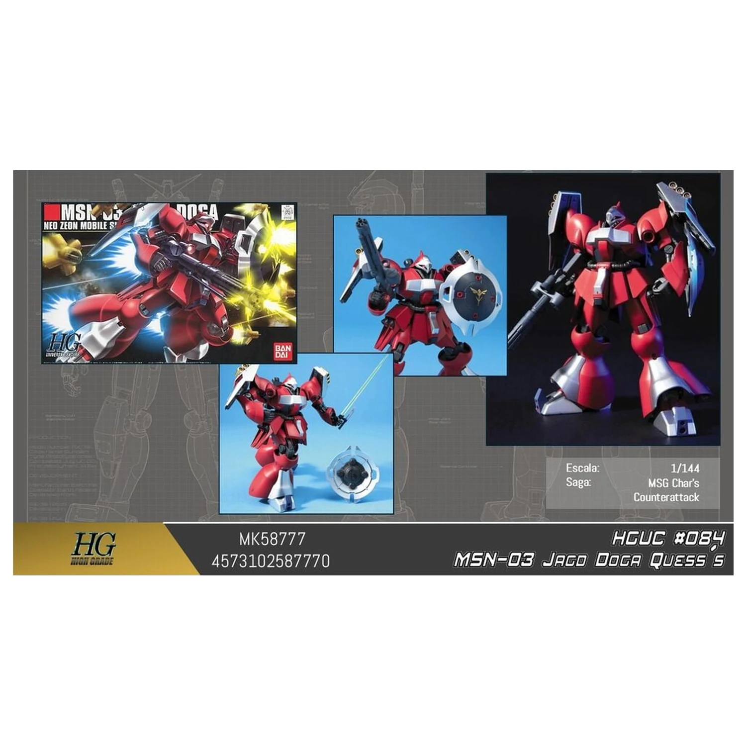 Gundam Char's Counterattack MSN-03 Jagd Doga Quess Paraya Custom Mobile Suit modell készlet HGUC 1/144 termékfotó