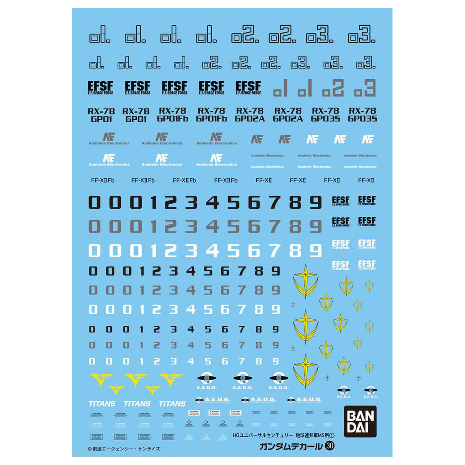 Gundam Decal 30 HGUC Earth Federation 1 modell készlet kiegészítő matrica csomag termékfotó