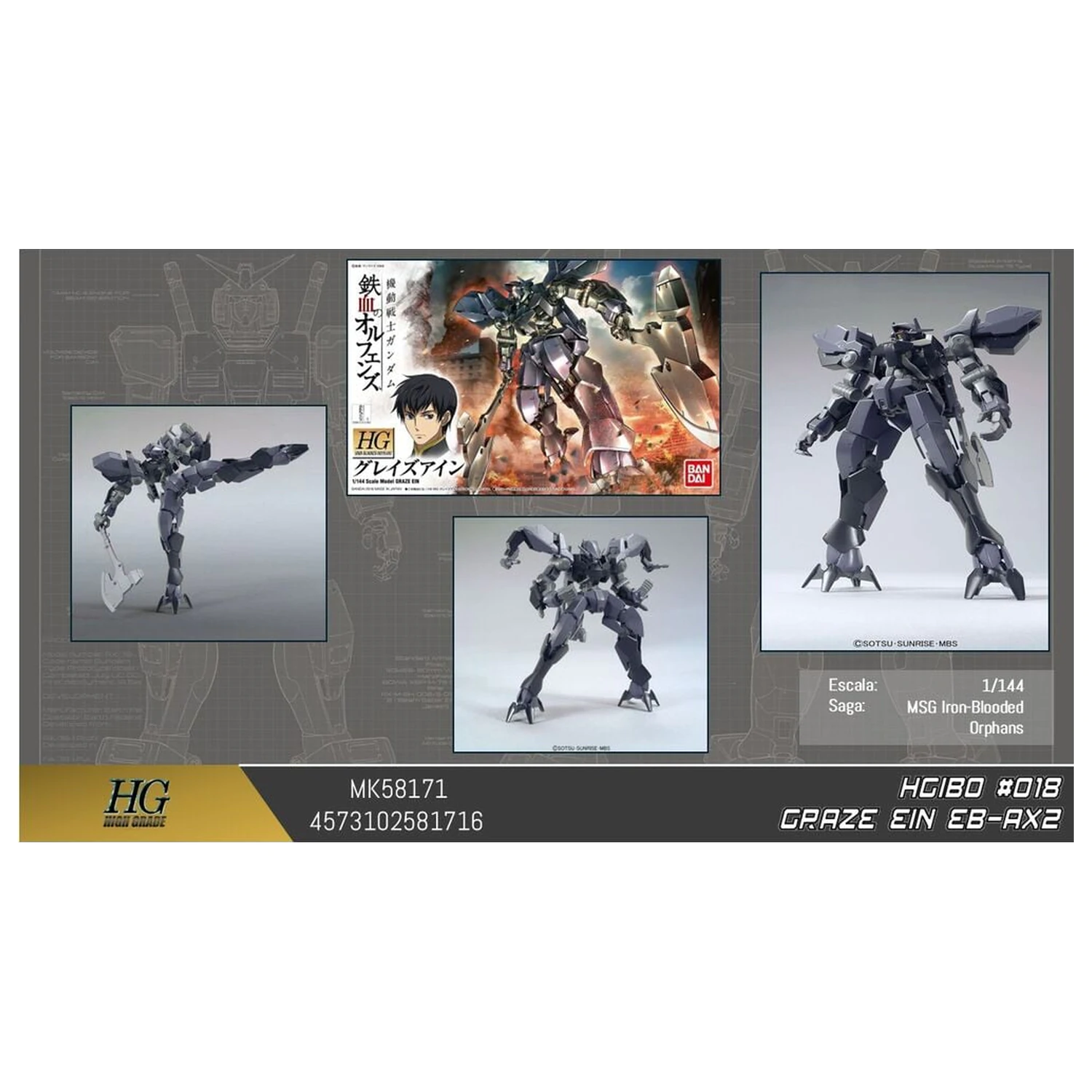 Gundam Iron-Blooded Orphans EB-AX2 Graze Ein Mobile Suit modell készlet HG 1/144 termékfotó