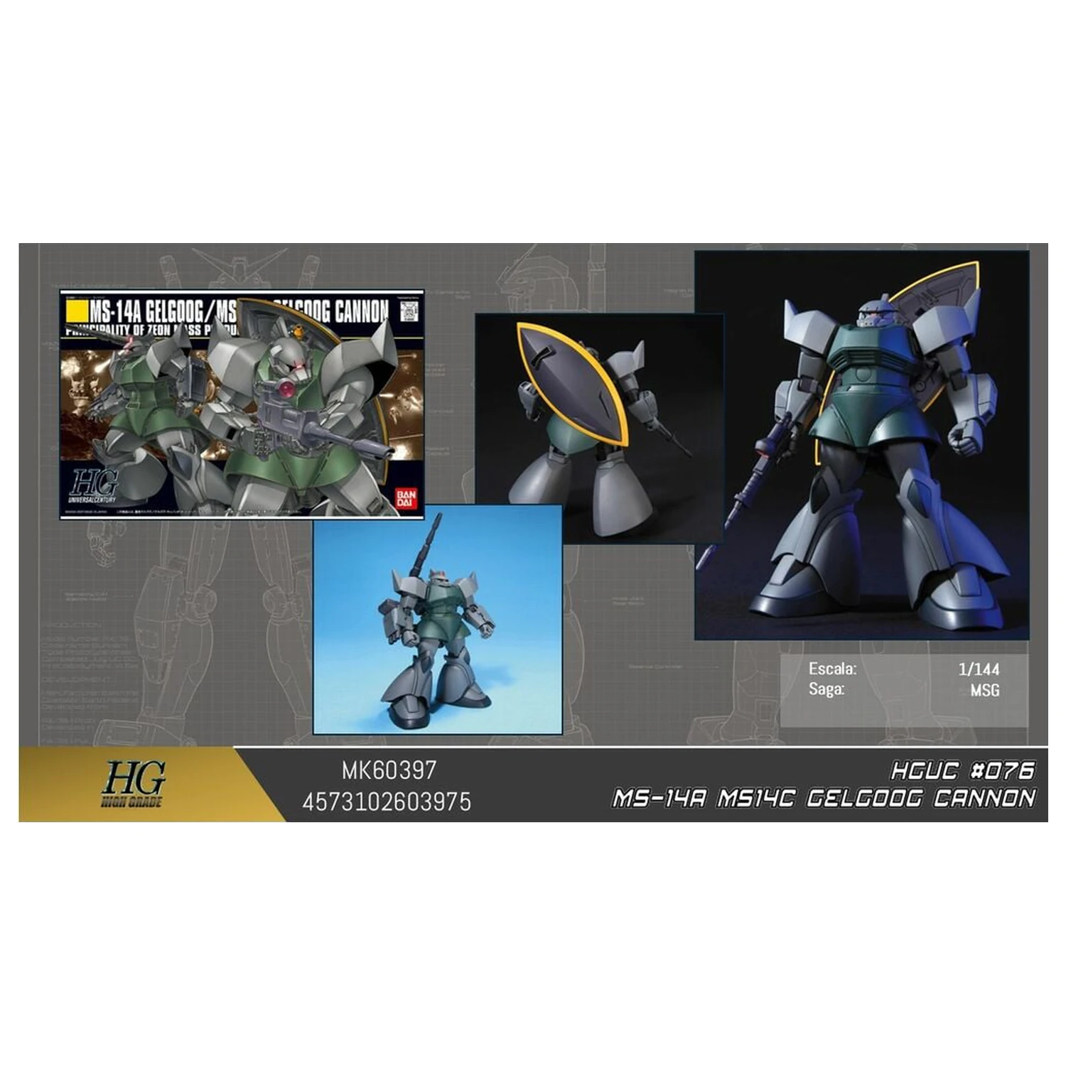 Gundam MS-14C Gelgoog Cannon Mobile Suit modell készlet HGUC 1/144 termékfotó