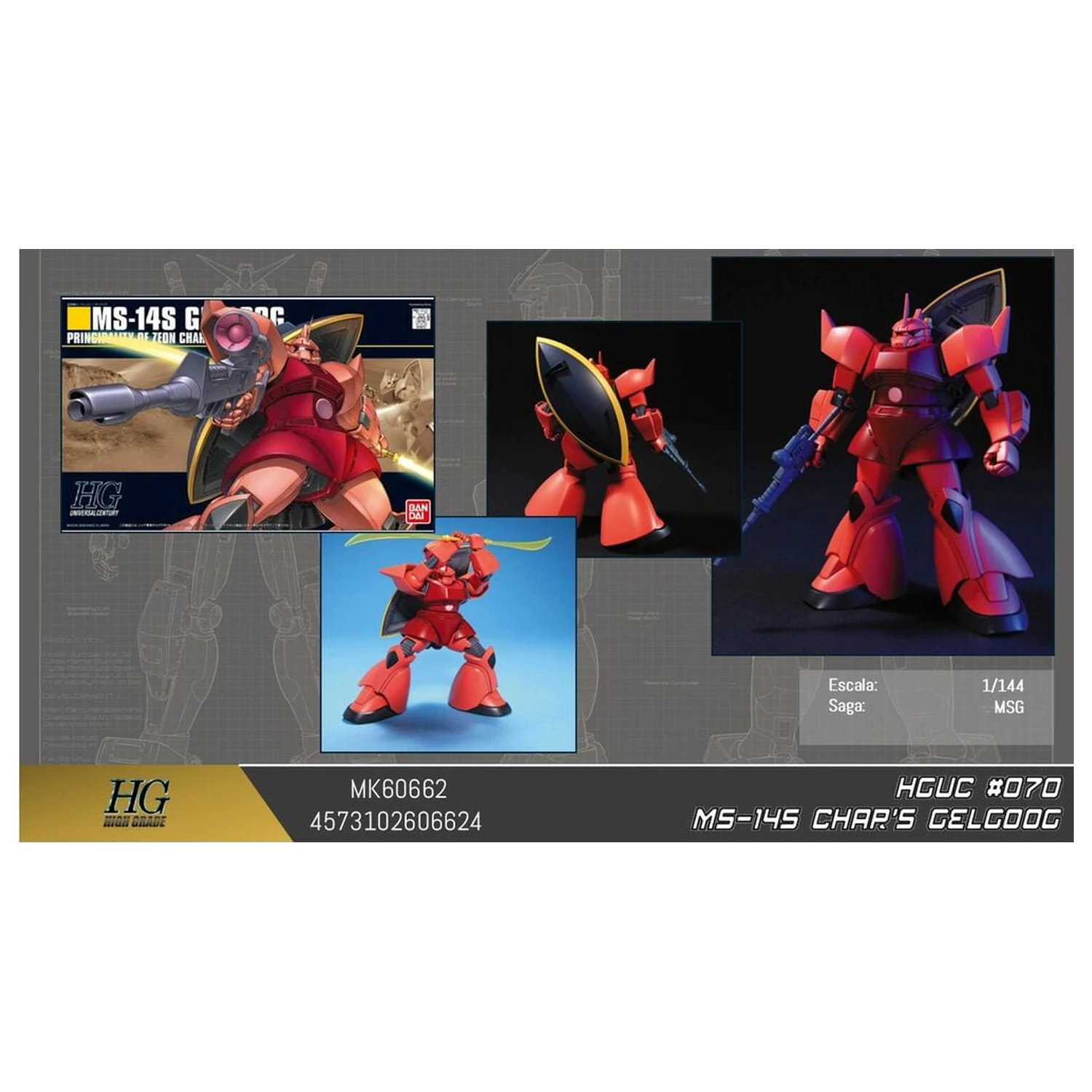 Gundam MS-14S Gelgoog Char Aznable Custom Mobile Suit modell készlet HGUC 1/144 termékfotó