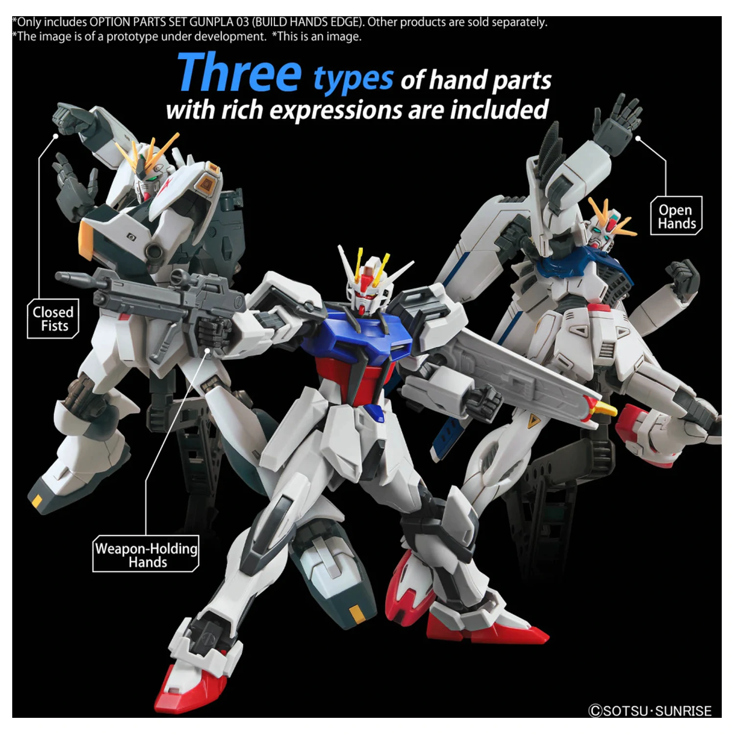 Gundam Option Parts Set Gunpla 3 (Build Hands Edge) modell készlet kiegészítő csomag termékfotó