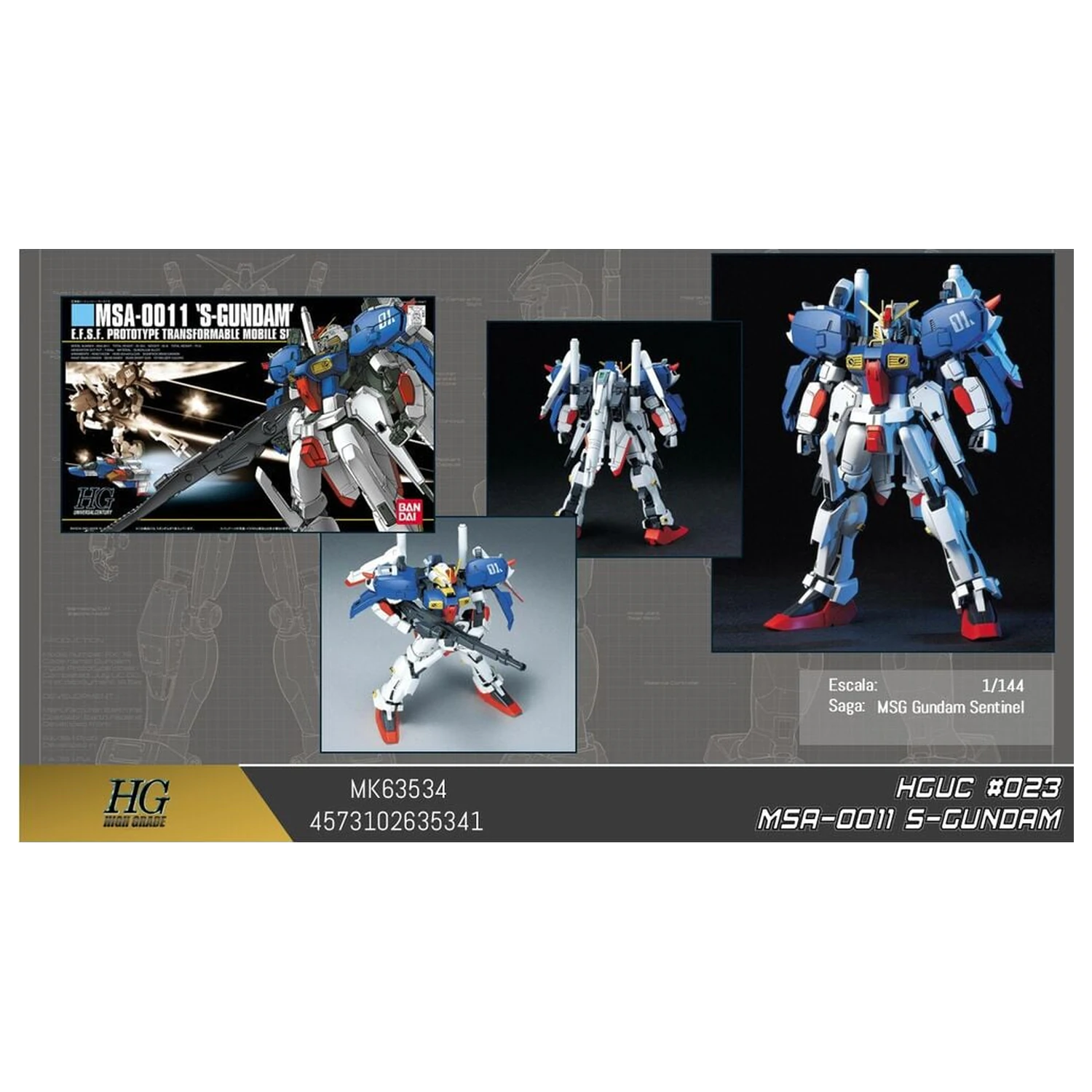 Gundam Sentinel MSA-0011 S Gundam Mobile Suit modell készlet HGUC 1/144 termékfotó