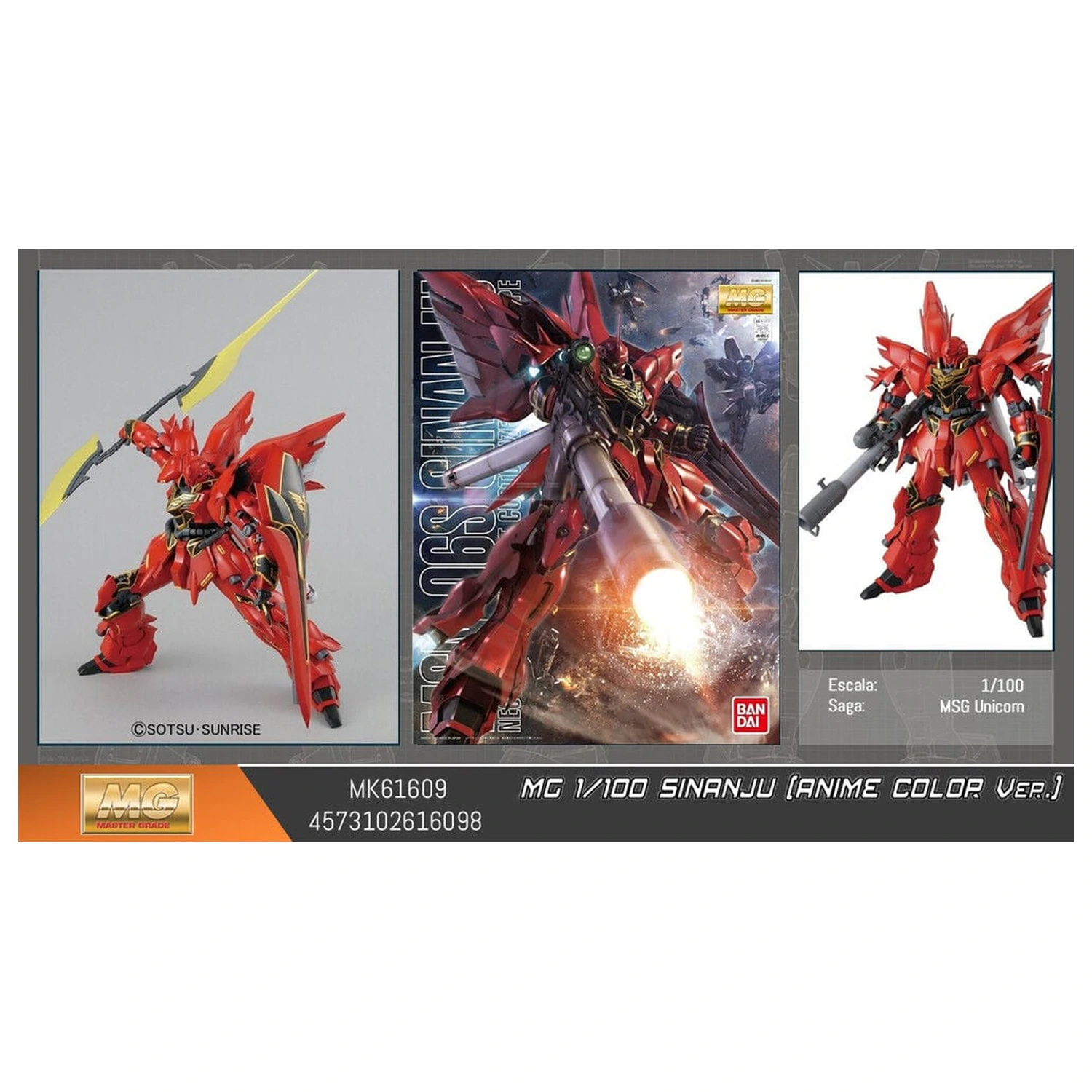 Gundam UC MSN-06S Sinanju Anime Color Ver. Mobile Suit modell készlet MG 1/100 termékfotó