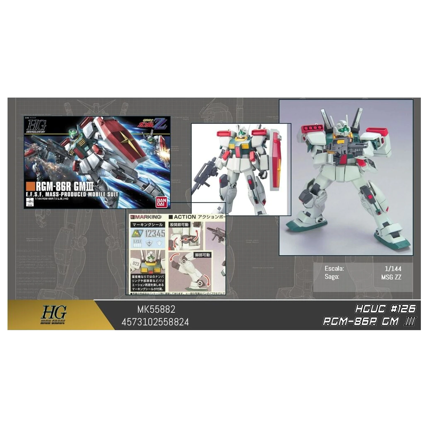 Gundam ZZ RGM-86R GM III Mobile Suit modell készlet HGUC 1/144 termékfotó
