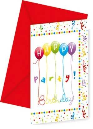 Happy Birthday Streamers Party Meghívó 6 db-os termékfotó