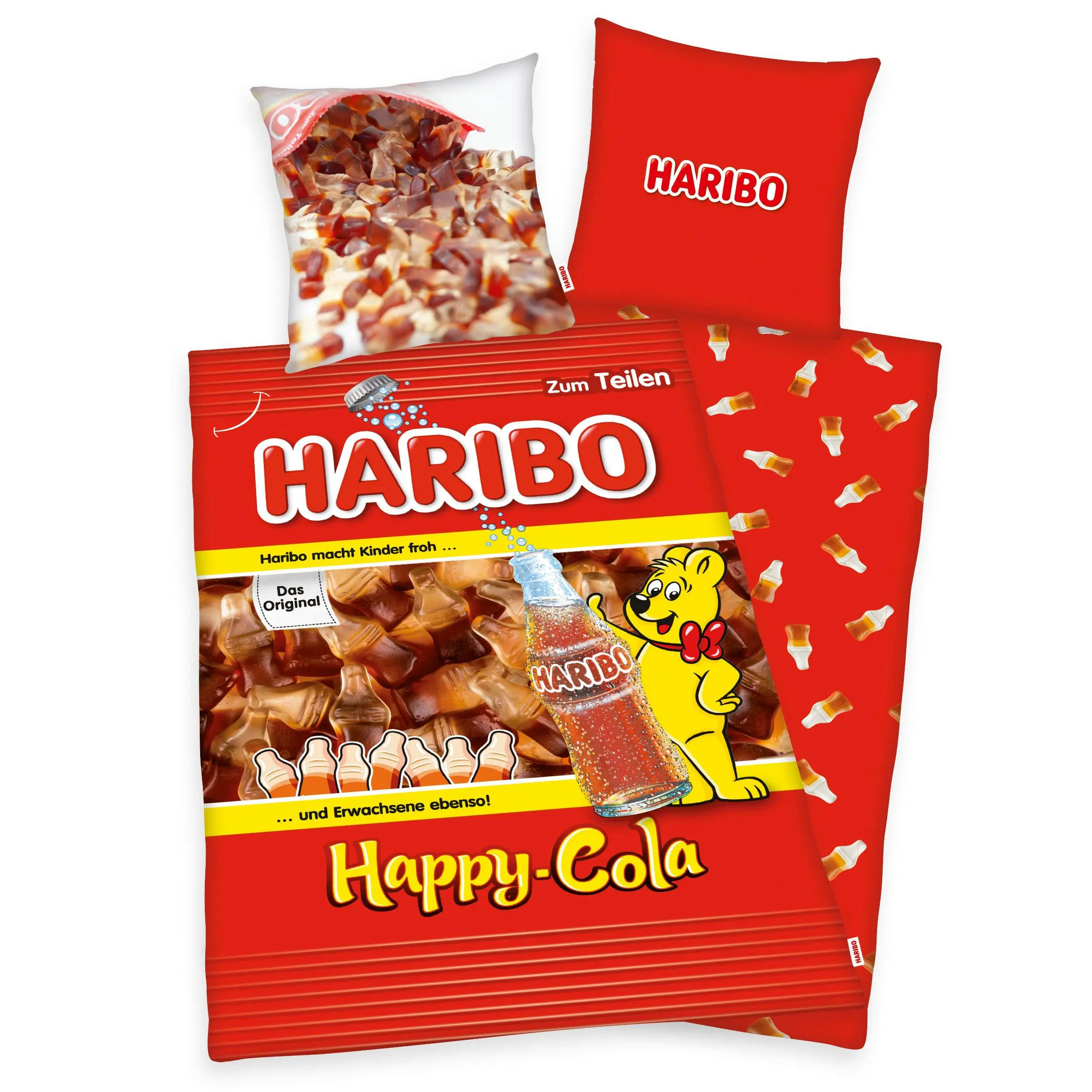 Haribo Happy Cola ágyneműhuzat egyszemélyes ágyra 135 x 200 cm / 80 x 80 cm termékfotó