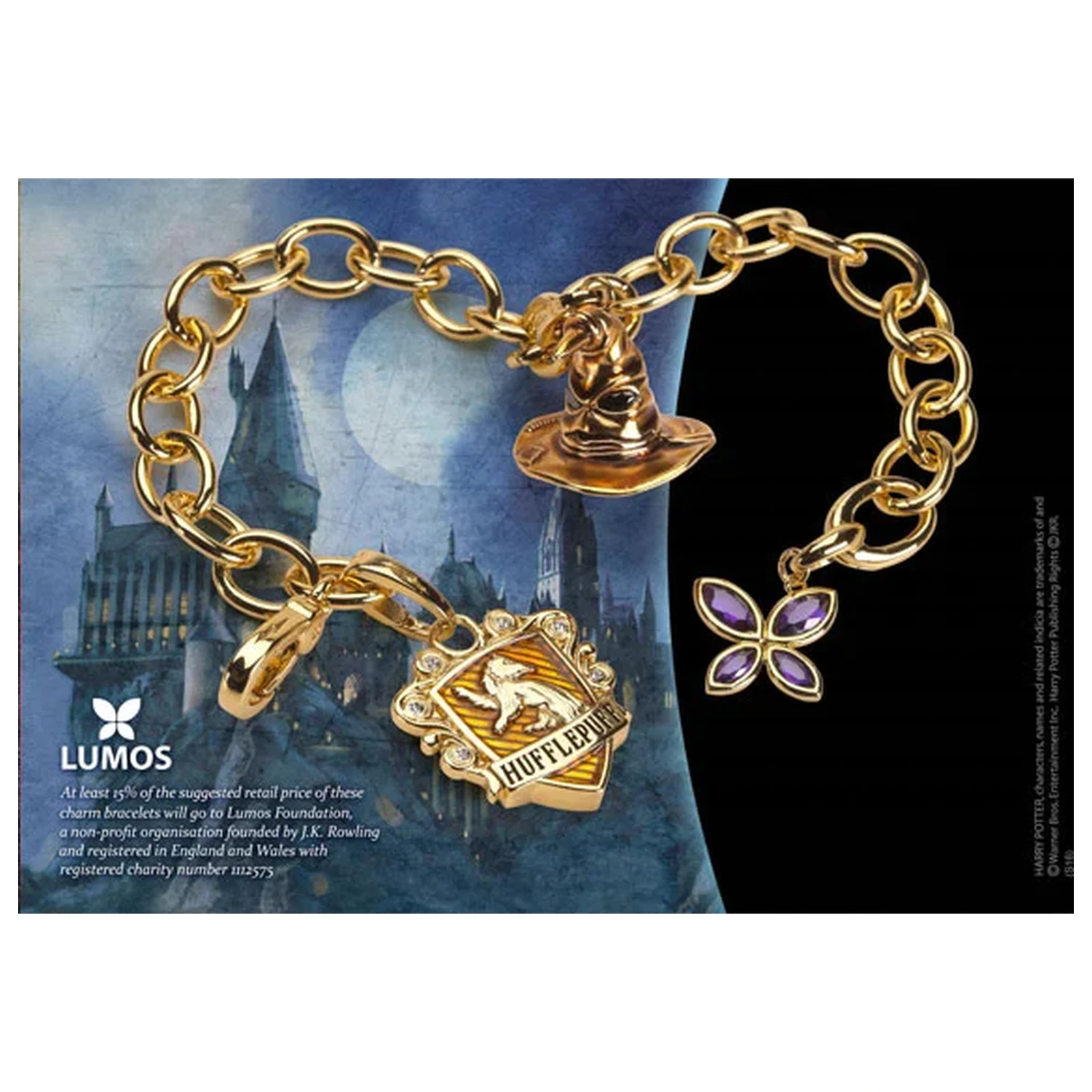 Harry Potter charm karkötő Lumos Hugrabug termékfotó