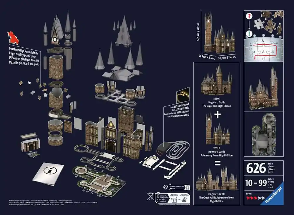 Harry Potter Hogwarts Castle: Astronomy Tower - Night Edition 3D Puzzle (540 darab) termékfotó