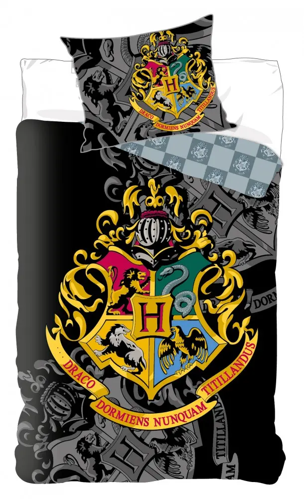 Harry Potter Hogwarts házak fekete ágyneműhuzat termékfotó