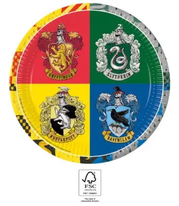 Harry Potter Hogwarts Houses papírtányér 8 db-os 23 cm FSC termékfotó