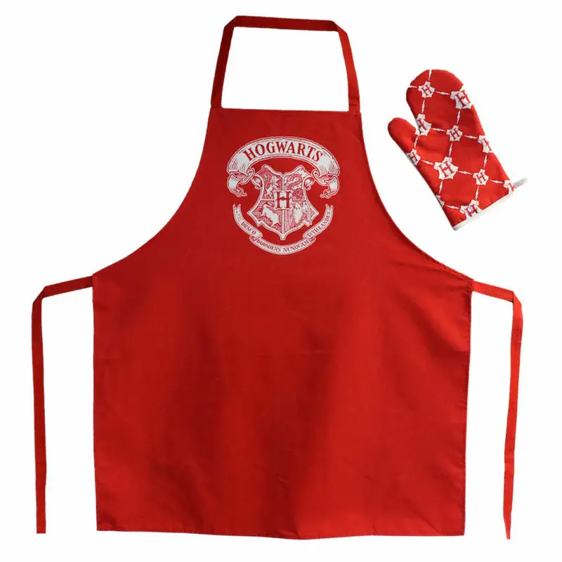 Harry Potter Hogwarts logós kötény kesztyűvel termékfotó