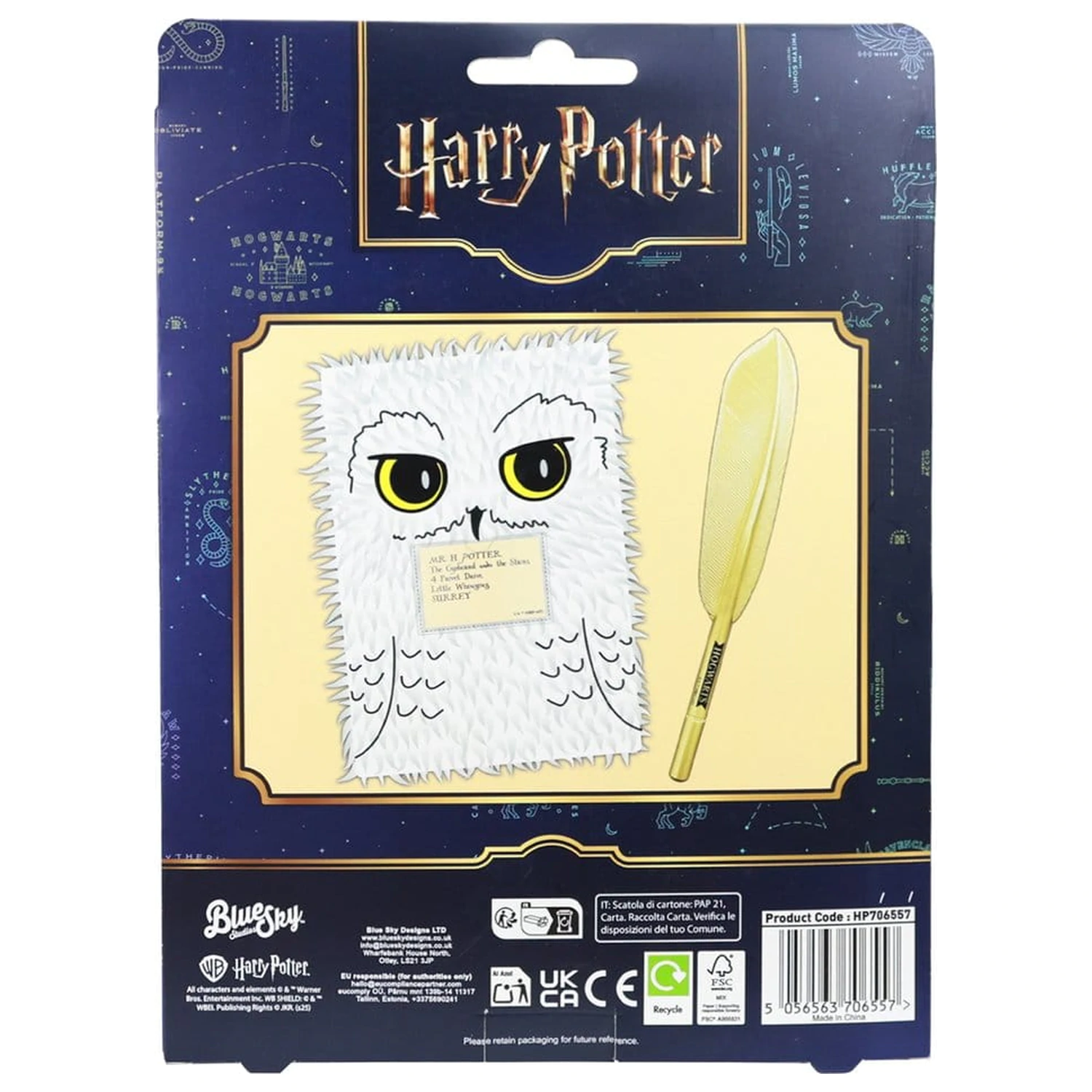 Harry Potter plüss jegyzetfüzet csomag és toll Hedwig Magical Locations termékfotó