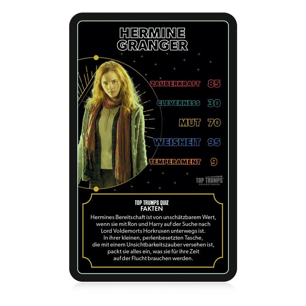 Harry Potter Top Trumps Quiz Heroes of Hogwarts Collectables Német nyelvű kártyajáték termékfotó