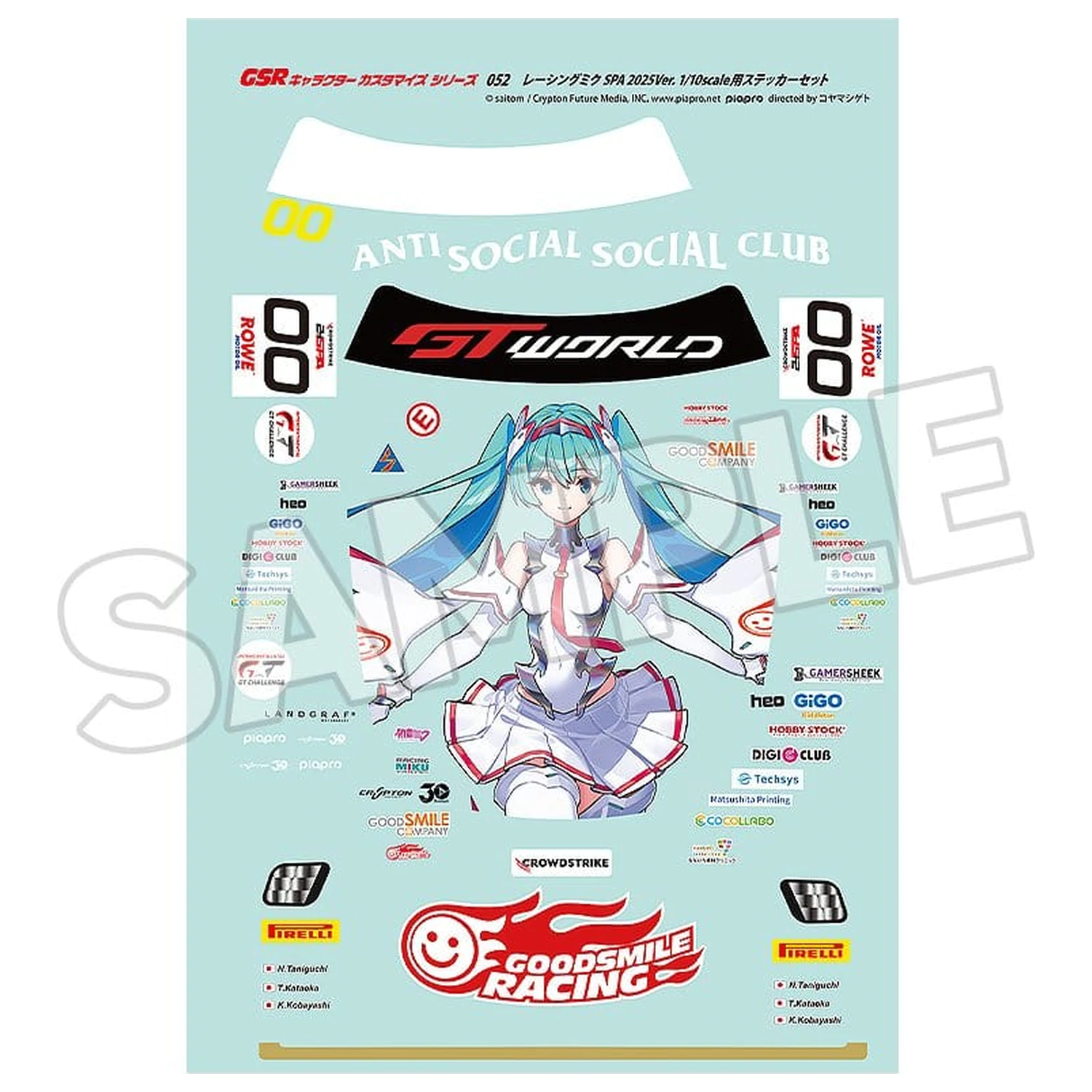 Hatsune Miku GSR Character Customization Series 052 Sticker Set for GSR Cars 1/10 Racing Miku SPA 2025 Ver. termékfotó