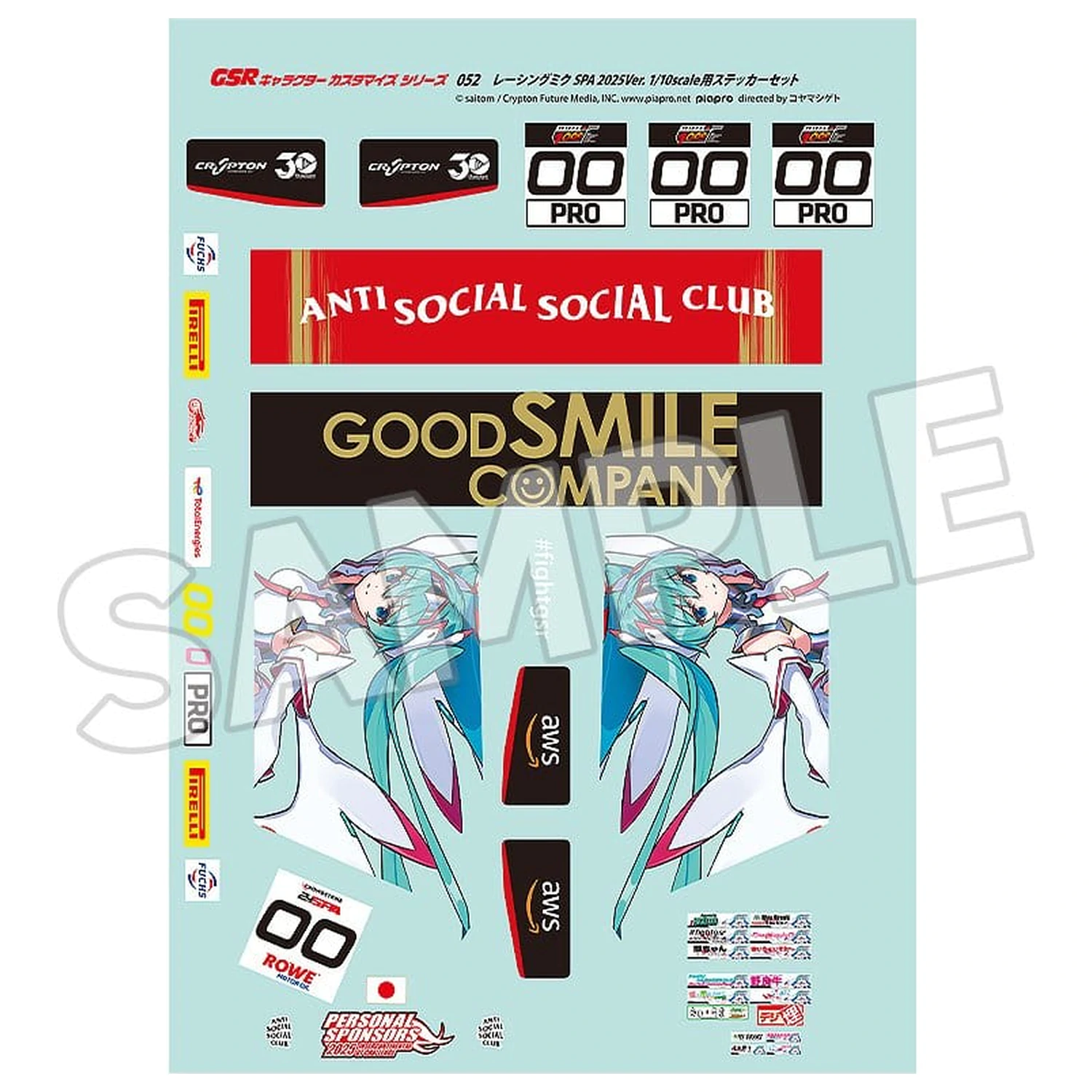 Hatsune Miku GSR Character Customization Series 052 Sticker Set for GSR Cars 1/10 Racing Miku SPA 2025 Ver. termékfotó