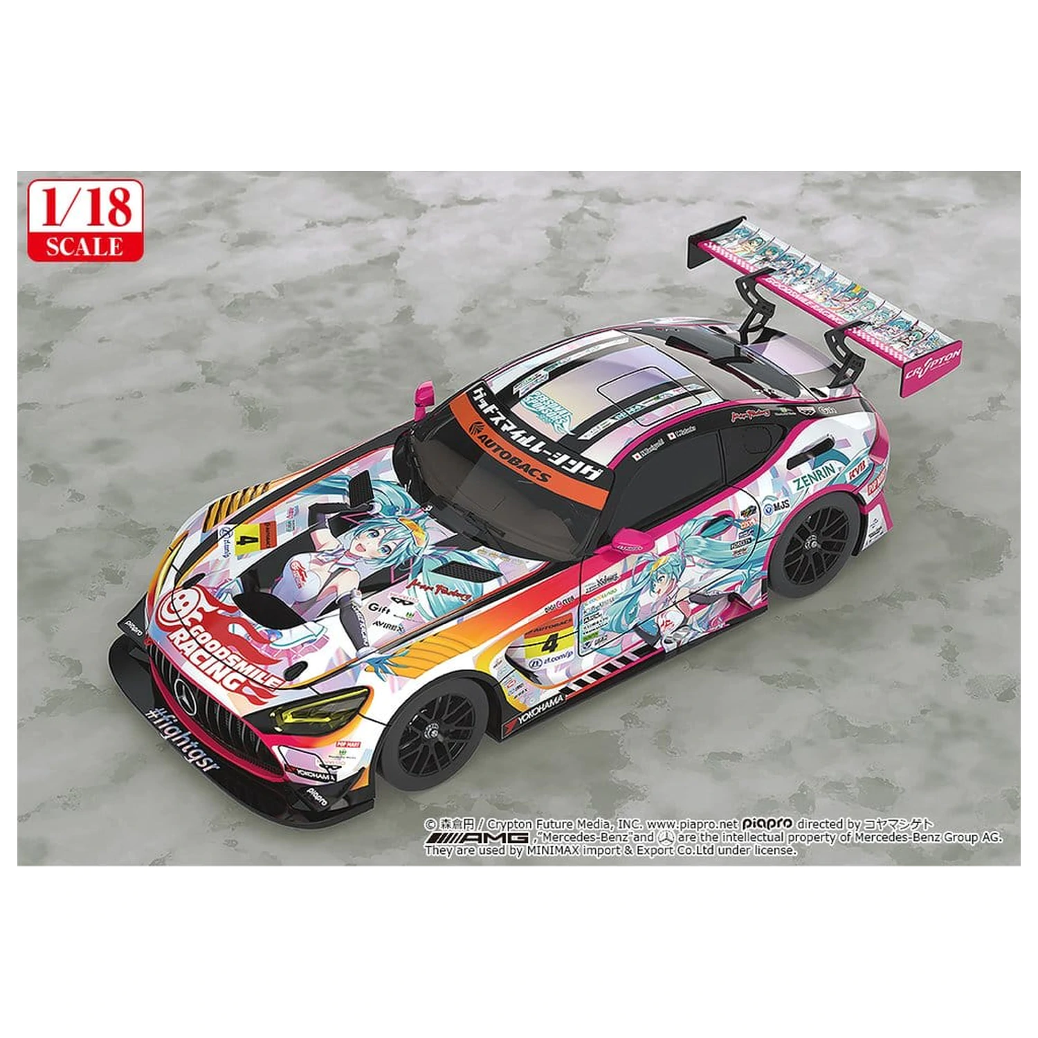 Hatsune Miku GT Project jármű 1/18 Good Smile Hatsune Miku AMG 2021 SUPER GT 100th Race Commemorative Ver. 26 cm termékfotó
