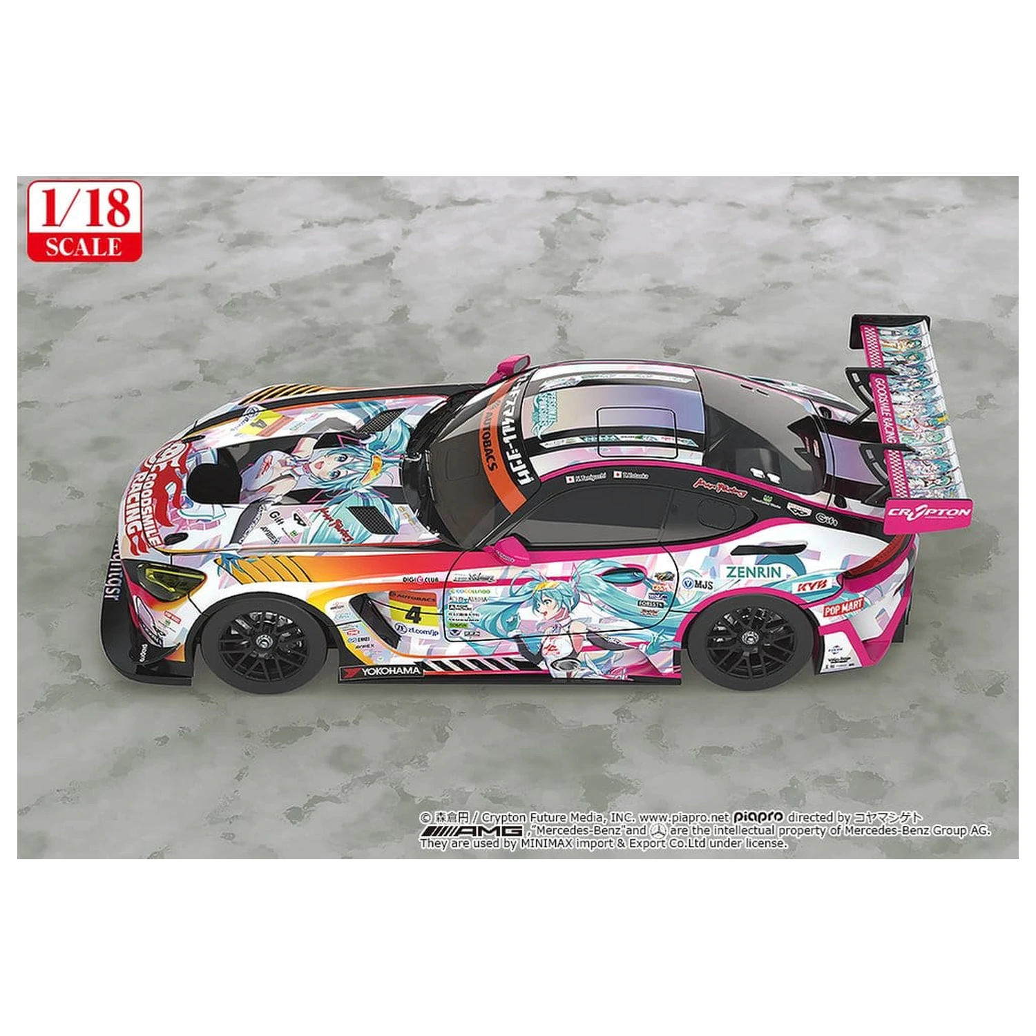 Hatsune Miku GT Project jármű 1/18 Good Smile Hatsune Miku AMG 2021 SUPER GT 100th Race Commemorative Ver. 26 cm termékfotó