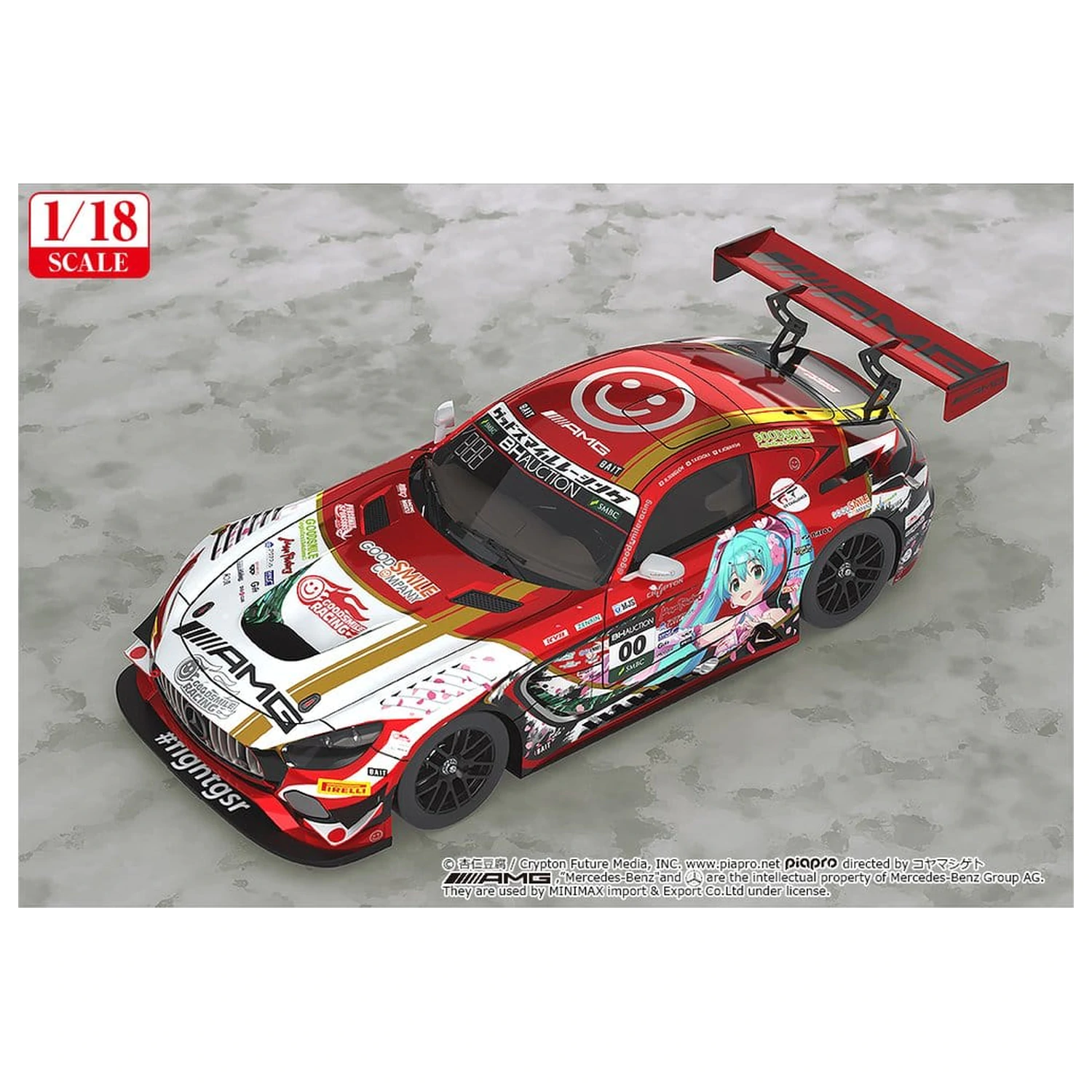 Hatsune Miku GT Project jármű 1/18 Mercedes-AMG Team GOOD SMILE 2019 SUZUKA 10HOURS Ver. 26 cm termékfotó